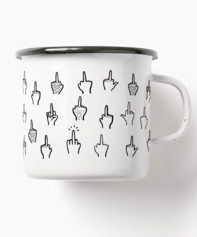 Emaille Becher / Stinkefinger