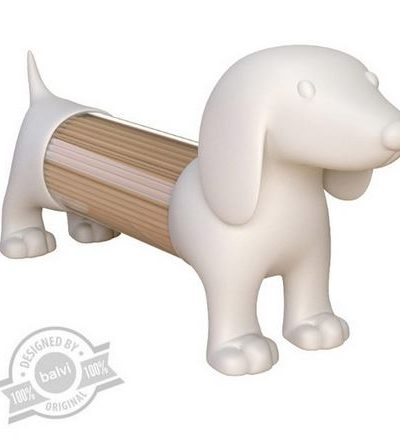 Zahnstocherhalter / Dackel Weiß