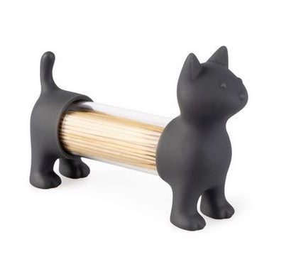 Zahnstocherhalter / Katze Grau