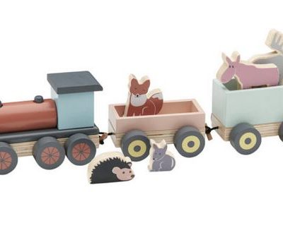 Holzspielzeug / Zug mit Waldtieren