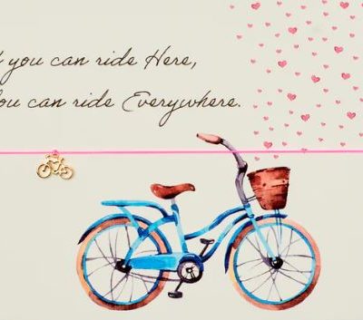 Karte mit Armband / Fahrrad