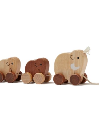 Holzspielzeug / Nachziehtiere Familie Mammut