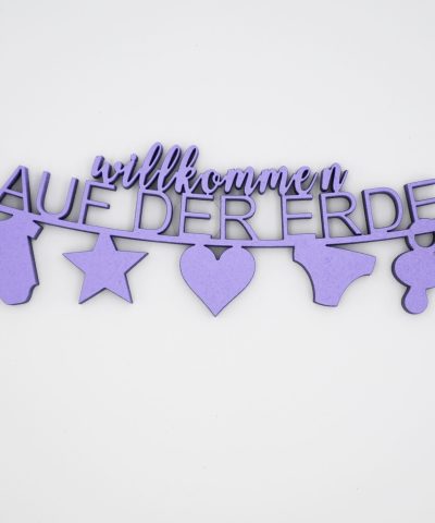 Holzschrift / Willkommen auf der Erde
